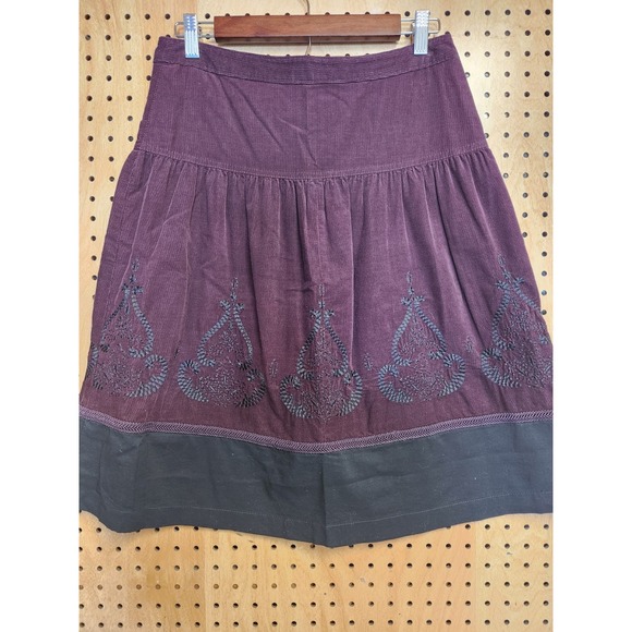 LOFT Dresses & Skirts - Ann Taylor Loft Plum Purple Black Embroidered Corduroy Skirt‎ Size 4 Petite